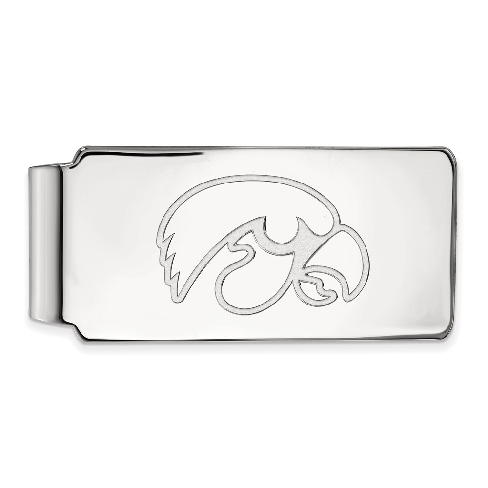 Sterling Silver Rhodium-plated LogoArt University of Iowa Hawk Money Clip
