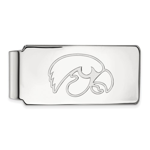 Sterling Silver Rhodium-plated LogoArt University of Iowa Hawk Money Clip