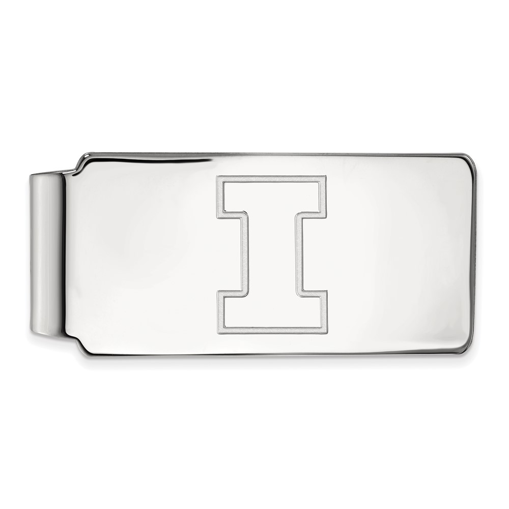 Sterling Silver Rhodium-plated LogoArt University of Illinois Letter I Money Clip