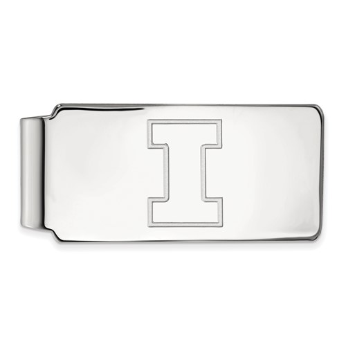 Sterling Silver Rhodium-plated LogoArt University of Illinois Letter I Money Clip