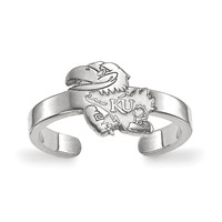 Sterling Silver Rhodium-plated LogoArt University of Kansas Jayhawk Toe Ring view 1
