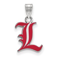 Sterling Silver Rhodium-plated LogoArt University of Louisville Letter L Small Enameled Pendant view 1