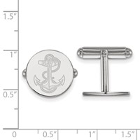 Sterling Silver Rhodium-plated LogoArt US Naval Academy Anchor Cuff Links view 2