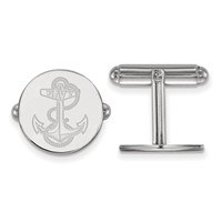 Sterling Silver Rhodium-plated LogoArt US Naval Academy Anchor Cuff Links view 1