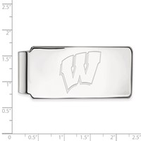 Sterling Silver Rhodium-plated LogoArt University of Wisconsin Letter W Money Clip view 2