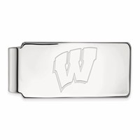 Sterling Silver Rhodium-plated LogoArt University of Wisconsin Letter W Money Clip view 1