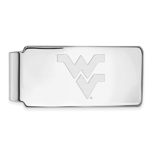 Sterling Silver Rhodium-plated LogoArt West Virginia University W-v Money Clip