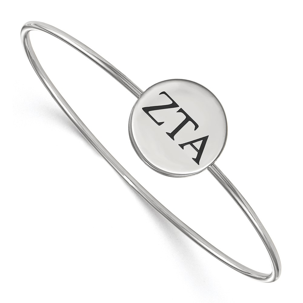 Sterling Silver Rh-plated LogoArt Zeta Tau Alpha Enameled Slip-on Bangle