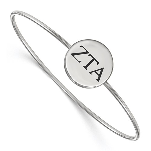 Sterling Silver Rh-plated LogoArt Zeta Tau Alpha Enameled Slip-on Bangle