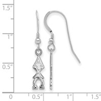 Sterling Silver Rhodium-plated LogoArt Alpha Chi Omega Sorority Greek Letters Small Dangle Wire Earrings view 2