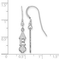Sterling Silver Rhodium-plated LogoArt Alpha Epsilon Phi Sorority Greek Letters Small Dangle Wire Earrings view 2