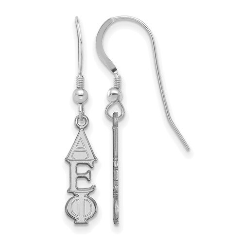 Sterling Silver Rhodium-plated LogoArt Alpha Epsilon Phi Sorority Greek Letters Small Dangle Wire Earrings