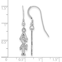 Sterling Silver Rhodium-plated LogoArt Alpha Sigma Tau Sorority Greek Letters Small Dangle Wire Earrings view 2
