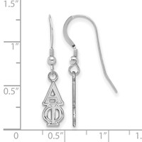 Sterling Silver Rhodium-plated LogoArt Alpha Phi Sorority Greek Letters Small Dangle Wire Earrings view 2