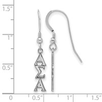 Sterling Silver Rhodium-plated LogoArt Alpha Sigma Alpha Sorority Greek Letters Small Dangle Wire Earrings view 2