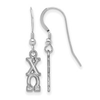 Sterling Silver Rhodium-plated LogoArt Chi Omega Sorority Greek Letters Small Dangle Wire Earrings view 1