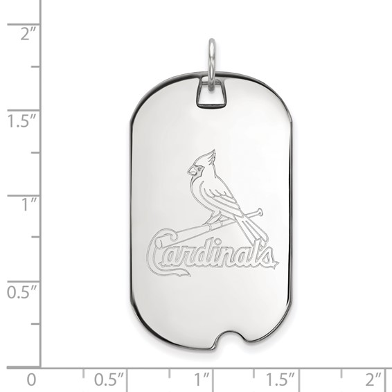 14k White Gold Major League Baseball LogoArt St. Louis Cardinals Large Dog Tag Pendant