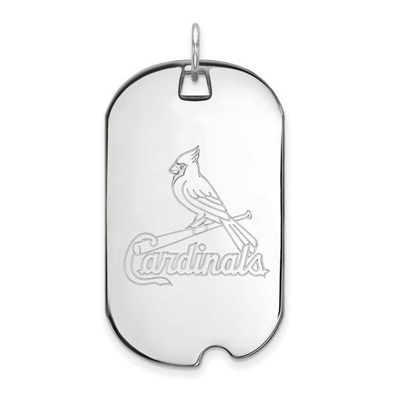 14k White Gold Major League Baseball LogoArt St. Louis Cardinals Large Dog Tag Pendant
