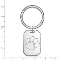 Sterling Silver Rhodium-plated LogoArt Clemson University Tiger Paw Key Ring view 2
