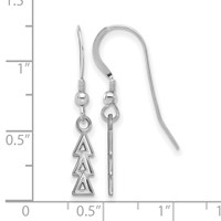Sterling Silver Rhodium-plated LogoArt Delta Delta Delta Sorority Greek Letters Small Dangle Wire Earrings view 2