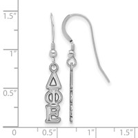 Sterling Silver Rhodium-plated LogoArt Delta Phi Epsilon Extra Sorority Greek Letters Small Dangle Wire Earrings view 2