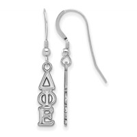 Sterling Silver Rhodium-plated LogoArt Delta Phi Epsilon Extra Sorority Greek Letters Small Dangle Wire Earrings view 1