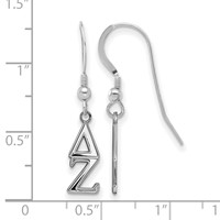 Sterling Silver Rhodium-plated LogoArt Delta Zeta Extra Sorority Greek Letters Small Dangle Wire Earrings view 2