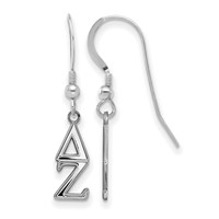 Sterling Silver Rhodium-plated LogoArt Delta Zeta Extra Sorority Greek Letters Small Dangle Wire Earrings view 1