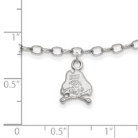 Sterling Silver Rhodium-plated LogoArt East Carolina University Pirate Anklet, 9" view 2