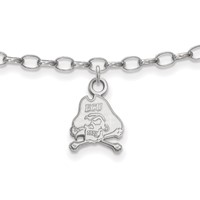 Sterling Silver Rhodium-plated LogoArt East Carolina University Pirate Anklet, 9" view 1