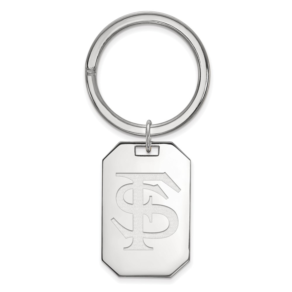 Sterling Silver Rhodium-plated LogoArt Florida State University F-s Key Ring