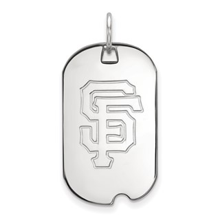 14k White Gold Major League Baseball LogoArt San Francisco Giants S-F Small Dog Tag Pendant