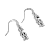 Sterling Silver Rhodium-plated LogoArt Gamma Phi Beta Extra Sorority Greek Letters Small Dangle Wire Earrings view 3