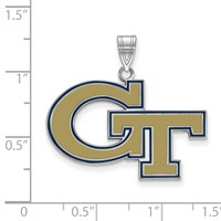 Sterling Silver Rhodium-plated LogoArt Georgia Institute of Technology G-t Large Enameled Pendant view 2