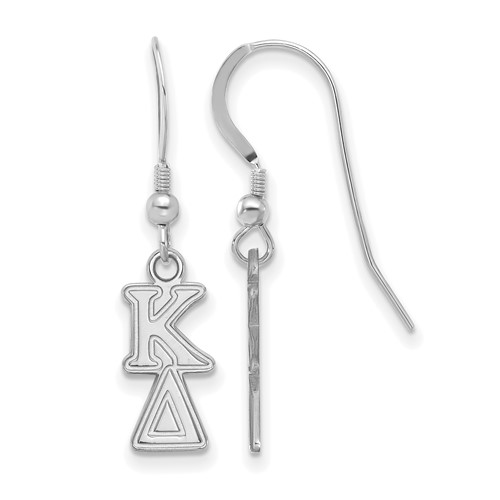 Sterling Silver Rhodium-plated LogoArt Kappa Delta Extra Sorority Greek Letters Small Dangle Wire Earrings
