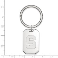 Sterling Silver Rhodium-plated LogoArt Michigan State University Letter S Key Ring view 2
