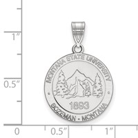 Sterling Silver Rhodium-plated LogoArt Montana State University Large Crest Pendant view 2