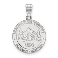 Sterling Silver Rhodium-plated LogoArt Montana State University Large Crest Pendant view 1