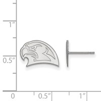 Sterling Silver Rhodium-plated LogoArt Miami University Ohio Redhawk Small Post Earrings view 2