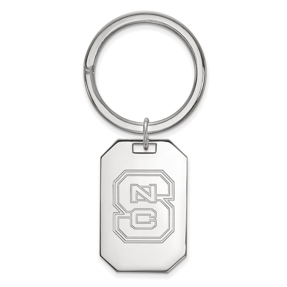 Sterling Silver Rhodium-plated LogoArt North Carolina State University N-c-s Key Ring