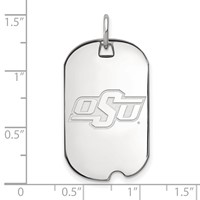 Sterling Silver Rhodium-plated LogoArt Oklahoma State University O-s-u Small Dog Tag Pendant view 2