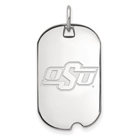 Sterling Silver Rhodium-plated LogoArt Oklahoma State University O-s-u Small Dog Tag Pendant view 1
