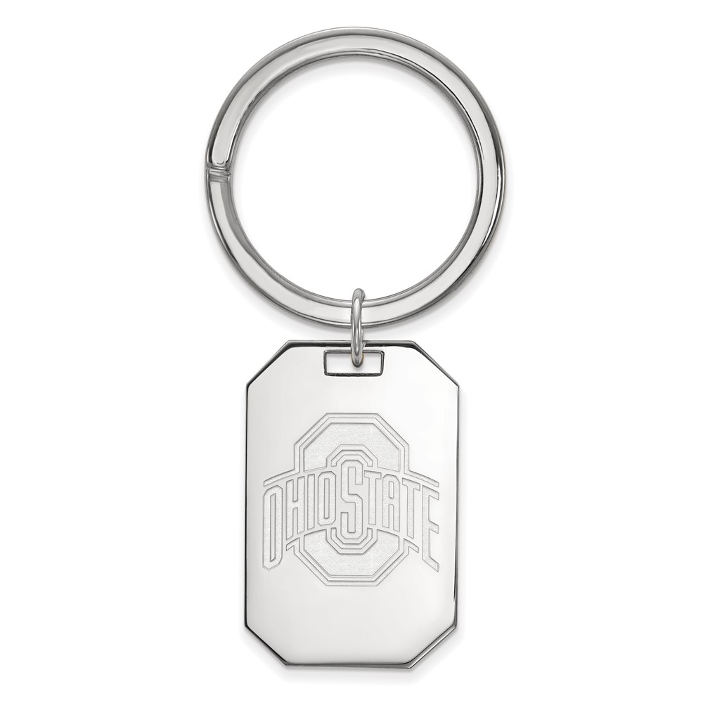 Sterling Silver Rhodium-plated LogoArt the Ohio State University Key Ring