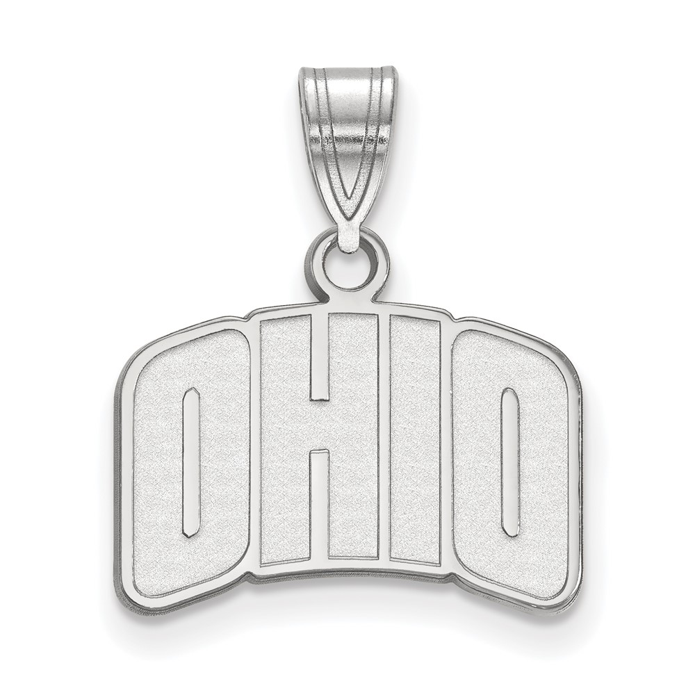 Sterling Silver Rhodium-plated LogoArt Ohio University Small Pendant