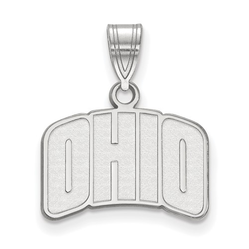 Sterling Silver Rhodium-plated LogoArt Ohio University Small Pendant