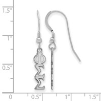Sterling Silver Rhodium-plated LogoArt Phi Sigma Sigma Sorority Greek Letters Small Dangle Wire Earrings view 2