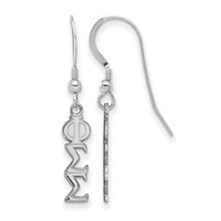 Sterling Silver Rhodium-plated LogoArt Phi Sigma Sigma Sorority Greek Letters Small Dangle Wire Earrings view 1