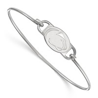 Sterling Silver Rhodium-plated LogoArt Penn State University Lion Small Center Wire Bangle, 7" view 1