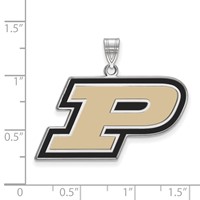 Sterling Silver Rhodium-plated LogoArt Purdue University Letter P Large Enameled Pendant view 2