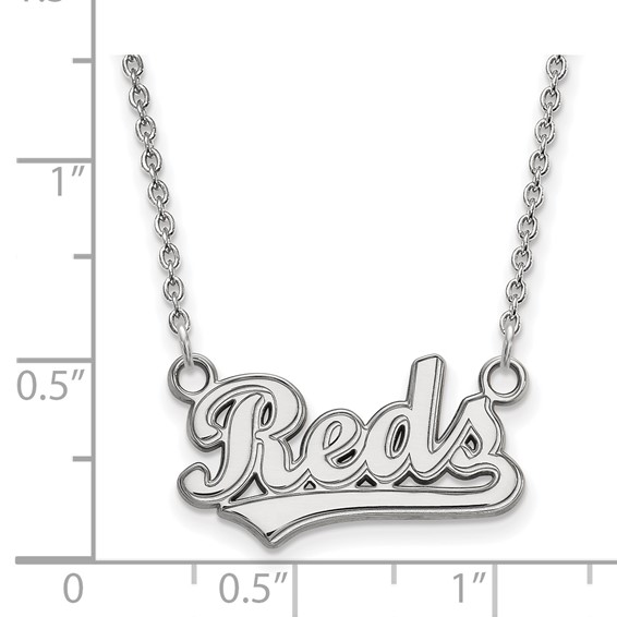 Sterling Silver Rhodium Plated Major League Baseball LogoArt Cincinnati Reds Pendant Necklace